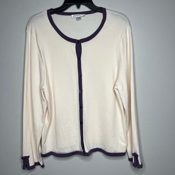 Pendleton Womens XL Silk Blend Cardigan Minimalist Preppy Old Money Quiet Luxury - Picture 1 of 11